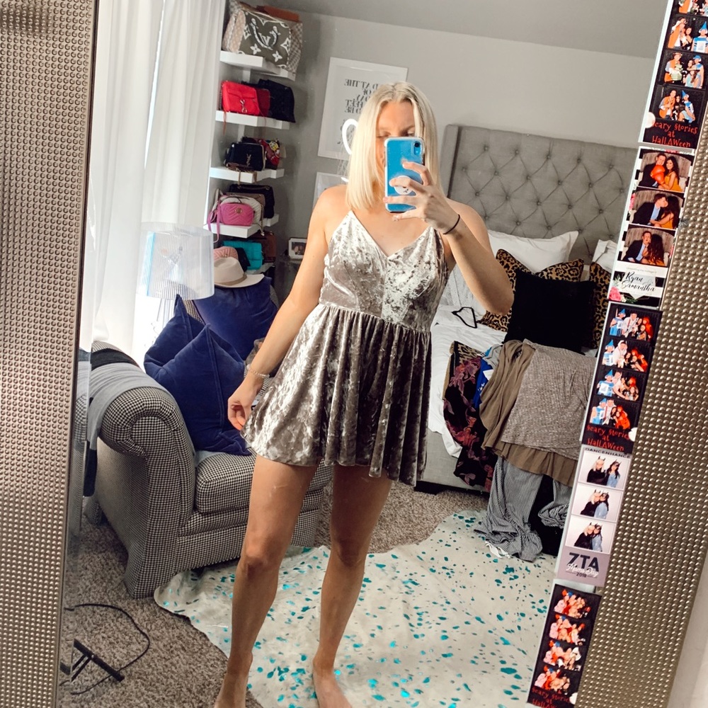 Urban Outfitters Grey Velvet Romper